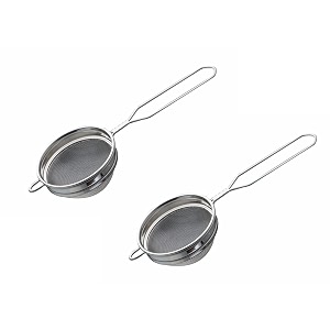 signoraware kitchen tools food grade steelo tea strainerchai chhalnicoffee strainertea filterjuice and oil filter with wire handle and stainless steel single mesh no2 dia 8 cm set2
