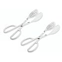 Signora Ware Kitchen Tools Ss(Food Grade) Heavy Gauge(3 Mm) High Gloss Kitchen Pastry Scissor Tong/Bread Tong/Grlling Tong/Salad Tong/Buffet Tong/Multipurpose Plain/Slotted Tong (Size 26Cm) Set/2