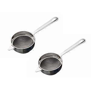 signoraware kitchen tools stainless steelfood grade steelo tea strainerchai chhalnicoffee strainertea filterjuice and oil filter with stainless steel double mesh no1 dia 7 cm set2