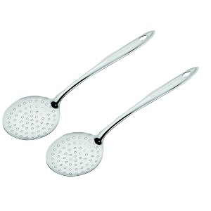 signoraware kitchen tools stainless steelfood grade heavy gauge11 mm classic skimmerponideep fry jharajharni no5 for frying and straining purisnuggetsricepakodas size 293 cm set2