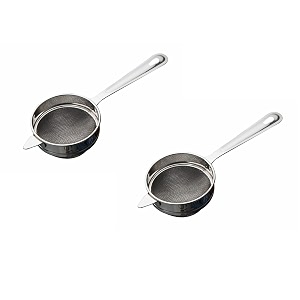 signoraware kitchen tools stainless steelfood grade steelo tea strainerchai chhalnicoffee strainertea filterjuice and oil filter with stainless steel double mesh no3 dia 9 cm set2