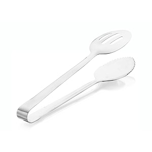 signoraware stainless steel food grade heavy gauge 1 mm high gloss kitchen bread tong grilling chimta salad buffet multipurpose plainslotted tong size 24 cm