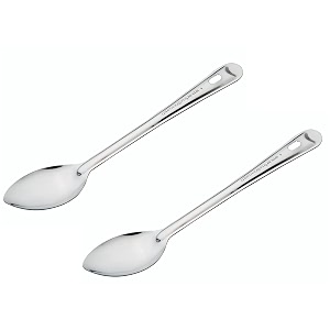 signoraware kitchen tools stainless steelfood grade heavy gauge12 mm elite solid pan spoon no4serving spoon chamcha for serving ricepastasubzi size 30 cm set2