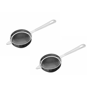 signoraware kitchen tools stainless steelfood grade steelo tea strainerchai chhalnicoffee strainertea filterjuice and oil filter with stainless steel single mesh no3 dia 9 cm set2