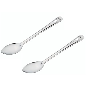 signoraware kitchen tools stainless steelfood grade heavy gauge12 mm elite solid pan spoon no5serving spoon chamcha for serving ricepastasubzi size 34 cm set2
