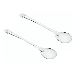signoraware kitchen tools stainless steelfood grade heavy gauge12 mm elite solid oval spoon no4serving spoon chamcha for serving ricepastasubzi size 29 cm set2