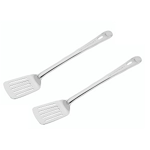 signora ware kitchen tools stainless steelfood grade heavy gauge12 mm elite slotted turnerspatulacooking turner no4 for dosarotiomletteparanthaspavbhajibreads size 30 cm set2