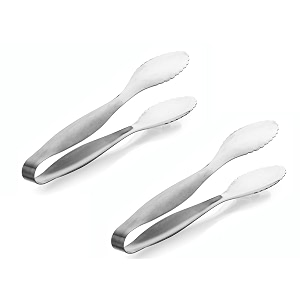 signoraware kitchen tools stainless steelfood grade heavy gauge1 mm high gloss kitchen bread tongbarbeque chimta tongsalad tongbuffet tongmulti utility plain medium tong size 23 cm set2