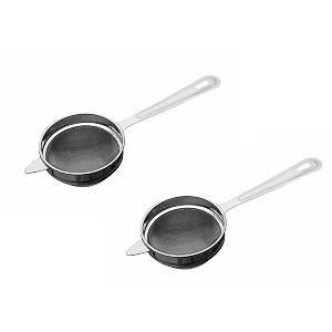 signoraware steelo stainless steel tea amp coffee strainerchai chhalni  smooth edges  comfortable grip  perfect for variety of straining task in your kitchen dia 8cm  set of 2  mix