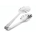 SignoraWare Stainless Steel Food Grade Heavy Gauge 1 MM High Gloss Multipurpose Shell Shaped Plain Tong For Bread Grilling Salad And Buffet - Size 21 Cm