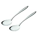 SignoraWare Kitchen Tools Stainless Steel(Food Grade) Heavy Gauge(1.1 MM) Non Stick Classic Solid Oval Spoon No.5(Serving Spoon) Chamcha for Serving Rice/Pasta/Subzi (Size 30.1 cm) Set/2