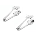 SignoraWare Kitchen Tools Stainless Steel Food Grade Heavy Gauge High Gloss Bread Tong - Grilling Chimta/Salad/Buffet/Multipurpose Shell Shaped Plain Tongs (21 cm) Set of 2