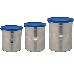 signoraware modular steel container round 10001500ml2000ml set of 3 mod blue