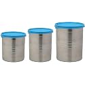 Signoraware Modular Steel Container Round 1000+1500ml+2000ml, Set of 3, Blue