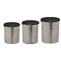 Signoraware Modular Steel Container Round 1000+1500ml+2000ml, Set of 3, Black