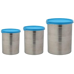signoraware modular steel container round 1500ml2000ml6100ml set of 3 blue