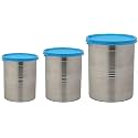 Signoraware Modular Steel Container Round 1500ml+2000ml+6100ml, Set of 3, Blue
