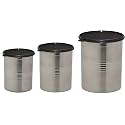 Signoraware Modular Steel Container Round 1500ml+2000ml+6100ml, Set of 3, Black
