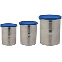 SIGNORA WARE Modular Steel Container Round 1500Ml+2000Ml+6100Ml, Set Of 3, Mod Blue