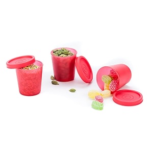 signoraware nano plastic container set of 3 medium small boxes for storage mini items food grade bpa free microwave safe airtight spill proof leak free set of 3 - 90ml each box  red