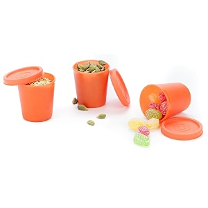 signoraware nano plastic container set of 3 medium small boxes for storage mini items food grade bpa free microwave safe airtight spill proof leak free set of 3 - 90ml each box  peach
