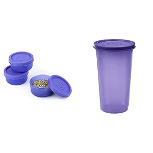 signoraware nano plastic container set 40ml set of 3 violet  signoraware plastic tumbler 370ml mauve