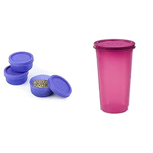 signoraware nano plastic container set 40ml set of 3 violet  signoraware tumbler 370 ml pink