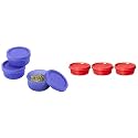 Signoraware Nano Plastic Container Set, 40ml, Set of 3, Violet+Signoraware Mini Mate Container Set, Set of 3, 70ml, Water Melon Red