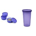 Signoraware Nano Plastic Container Set, 40ml, Set of 3, Violet + Signoraware Plastic Tumbler, 370ml, Mauve
