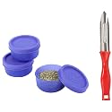 Signoraware Nano Plastic Container Set, 40ml, Set of 3, Violet &amp; Signoraware Stainless Steel Crysta Vegetable Peeler Steel, Set of 1, Multicolour