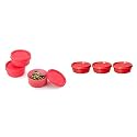 Signoraware Nano Plastic Container Set, 40ml, Set of 3, Red + Signoraware Tiny Wonder Container Set, 200ml, Set of 3, Deep Red
