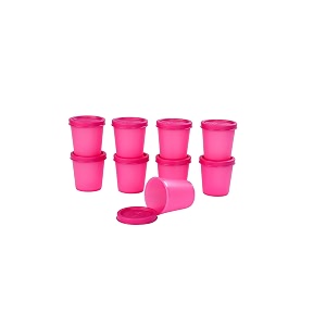signora ware nano round medium container set 90ml set of 9 pink plastic