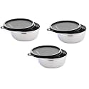 SignoraWare Stainless Steel Serving Bowl with Lid | Sturdy Design | Perfect for Everyday Meal & Special Ocassions | Ideal for Serving Desserts, Snacks & Side Dishes (200mlx3 | Set of 3 | Black)