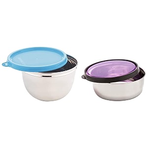 signoraware solid mixing bowl - 500ml blue amp signoraware elegant steel container 375ml multicolour