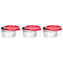 SignoraWare Tiny Wonder Stainless Steel Container | Airtight &amp; Leakproof Lid | Compact &amp; Space Saving | Mess Free | Rust Resistant | Ideal for Spices, Dry Fruits &amp; Snacks (250mlx3 | Set of 3 | Red)