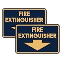 Signs ByLITA Classic Framed Fire Extinguisher (Navy Blue/Gold) - Small 2 Pack