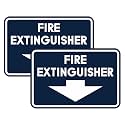 Signs ByLITA Classic Framed Fire Extinguisher (Navy Blue/White) - Medium 2 Pack