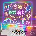Signsxcel Led Note Board with Colors,14''Drawing Tablet,6 Modes & 8 Colors Light Up Drawing Board,Kids Toy with 13 Light Effects,Birthday Holiday Day Gifts for Girls & Boys Age 3+（White）