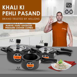 sigri-wala hard anodised pressure cooker combo 2 l 3 l 5 l induction bottom pressure cooker hard anodized