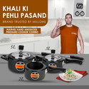Sigri-wala Hard Anodised Pressure Cooker Combo 2 L, 3 L, 5 L Induction Bottom Pressure Cooker (Hard Anodized)