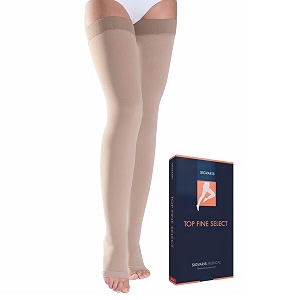 sigvaris medical compression stockings - top fine select - class 2 - thigh length - for men and women l plus - short