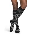 Sigvaris Men’s Style Microfiber Patterns 830 Closed Toe Calf-High Socks 20-30mmHg - Black Plaid - Large Short