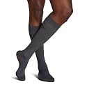 SIGVARIS Men’s Style Microfiber Patterns 830 Closed Toe Calf-High Socks 20-30mmHg - Graphite Heather - Large Long