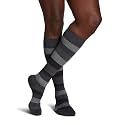 SIGVARIS Men’s Style Microfiber Patterns 830 Closed Toe Calf-High Socks 20-30mmHg - Graphite Stripe - Medium Long