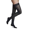 SIGVARIS Women’s Style Soft Opaque 840 Closed Toe Thigh-Highs w/Grip Top 15-20mmHg - Black - Small Long