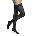 SIGVARIS Women’s Style Soft Opaque 840 Closed Toe Thigh-Highs w/Grip Top 15-20mmHg - Graphite - Large Short