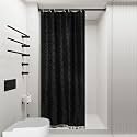 Siiluminisoy Small Stall Shower Curtain Black Fabric Shower Curtain 36 x 72 Half Size Tufted Texture Striped Textured Minimalist Cloth Shower Curtains for Bathroom