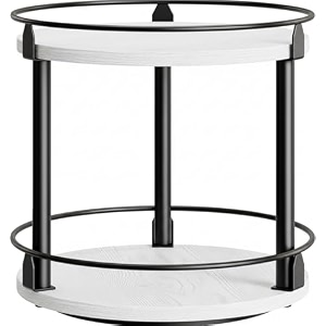 360 lazy susan turntable wooden kitchen organizer for table cabinet amp countertop  farmhouse style spice rack tray wooden kitchen organizer for table whiteampblack 2-tier 12 inch