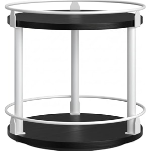 360 lazy susan turntable  wooden kitchen organizer for table cabinet amp countertop  farmhouse style spice rack tray wooden kitchen organizer for table blackampwhite 2-tier 12 inch