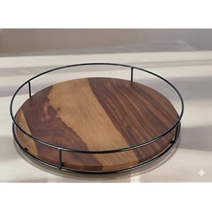 360 lazy susan turntable  wooden kitchen organizer for table cabinet amp countertop  farmhouse style spice rack tray wooden kitchen organizer for table blackampwhite 2-tier 12 inch